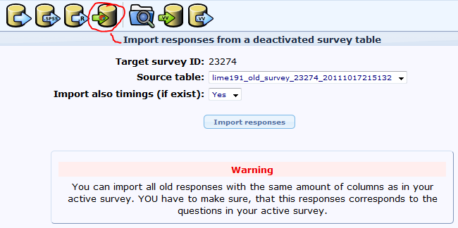 Import answers from a deactivated survey table