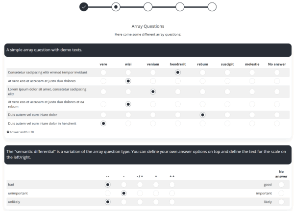 LimeSurvey Template Proggy Array Questions