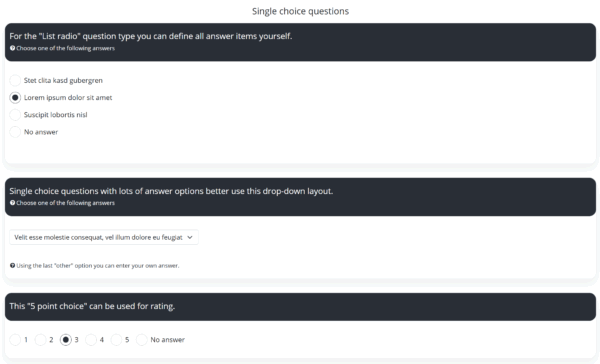 LimeSurvey Template Proggy Single Choice Questions