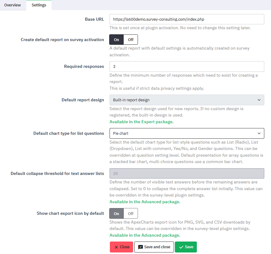 LimeSurvey_Reporting_Plugin-Globa_Plugin_Settings