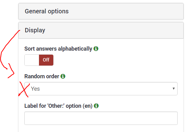 Limesurvey "Random order" setting