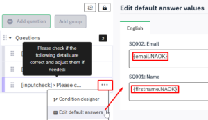 Screenshot showing configuration of placeholdrs