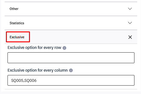 Array Numbers Exclusive Option Question Settings